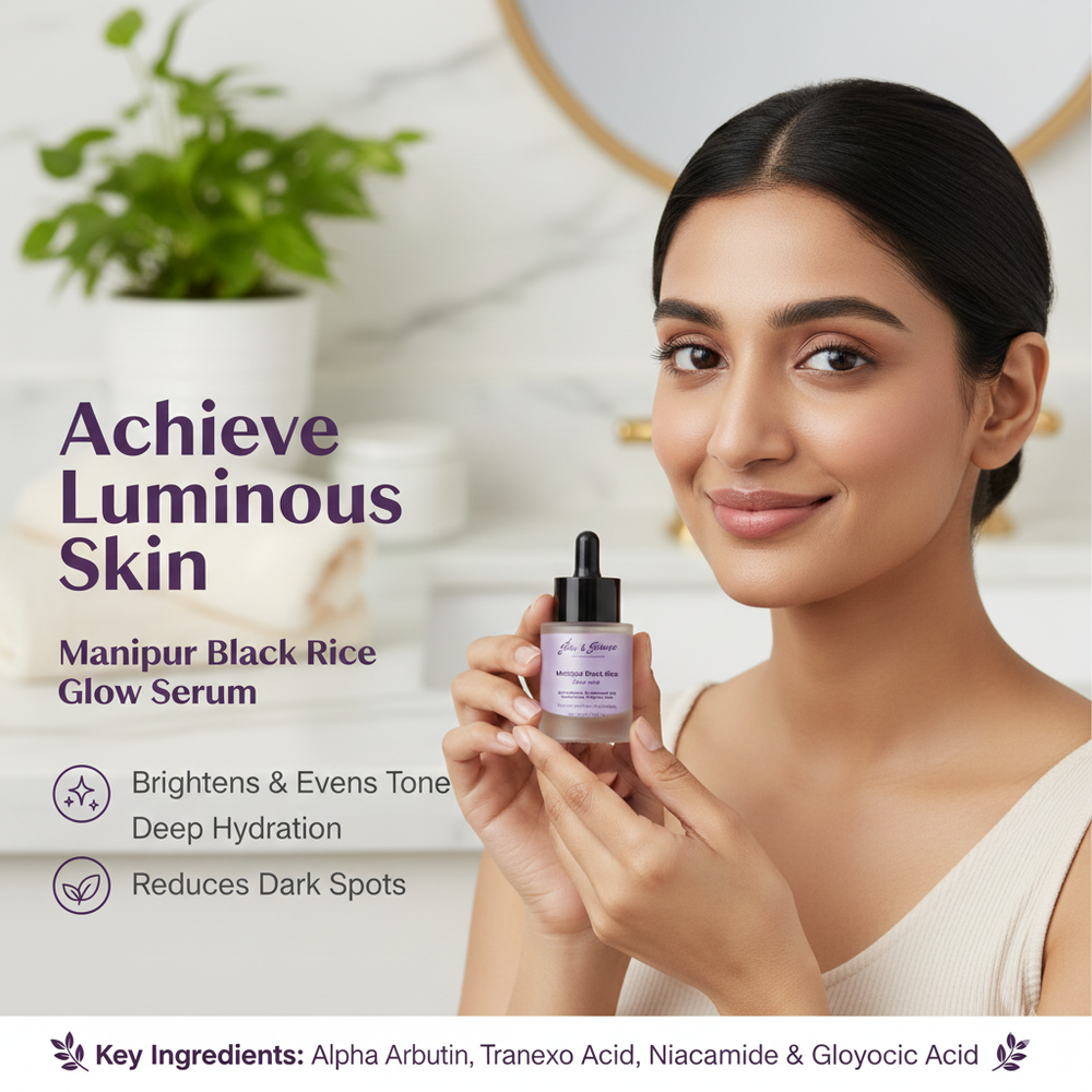 Manipur black rice serum bottle with dropper dispenser - Skin and Science