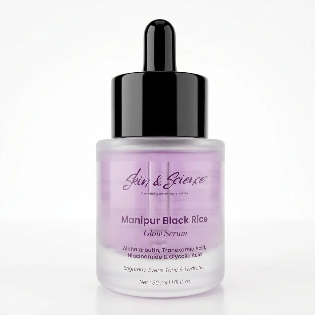 Manipur Black Rice Glow Serum | Brightening & Hydrating Face Serum with Niacinamide & Alpha Arbutin Skin & Science Serum
