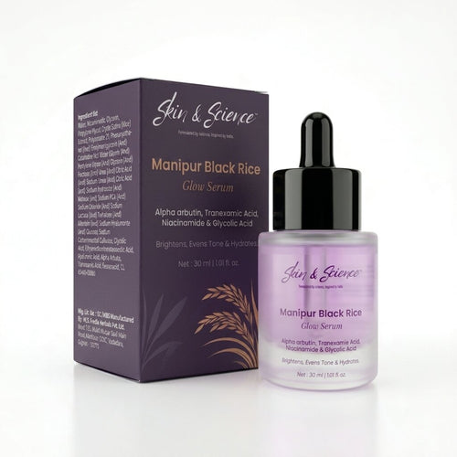 Manipur Black Rice Glow Serum | Brightening & Hydrating Face Serum with Niacinamide & Alpha Arbutin Skin & Science Serum