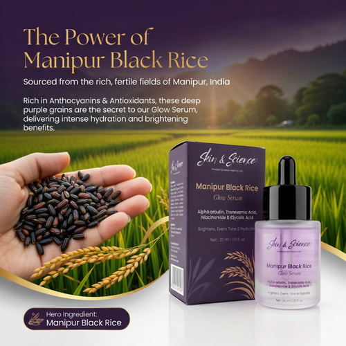 Manipur Black Rice Glow Serum | Brightening & Hydrating Face Serum with Niacinamide & Alpha Arbutin Skin & Science Serum